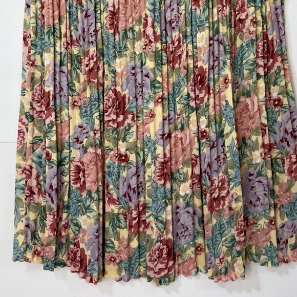 Vintage Knife Pleated Maxi Skirt M 90s Cottagecore Fairy Floral Grunge Bloomcore - Picture 5 of 10